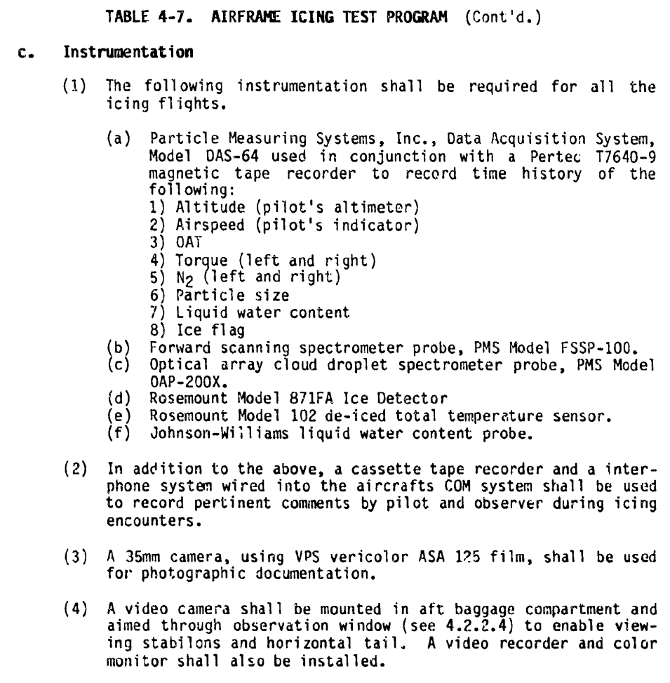 Table 4-7 of Aircraft Icing Handbook Vol II. Described in text below.